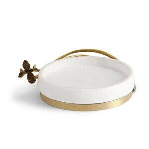 Michael Aram Black Iris Trinket Tray Brass Marble Flaw NEW